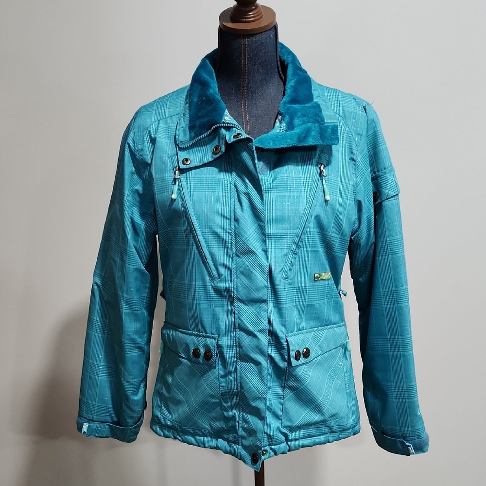 Liquido Teal Plaid Ski Jacket